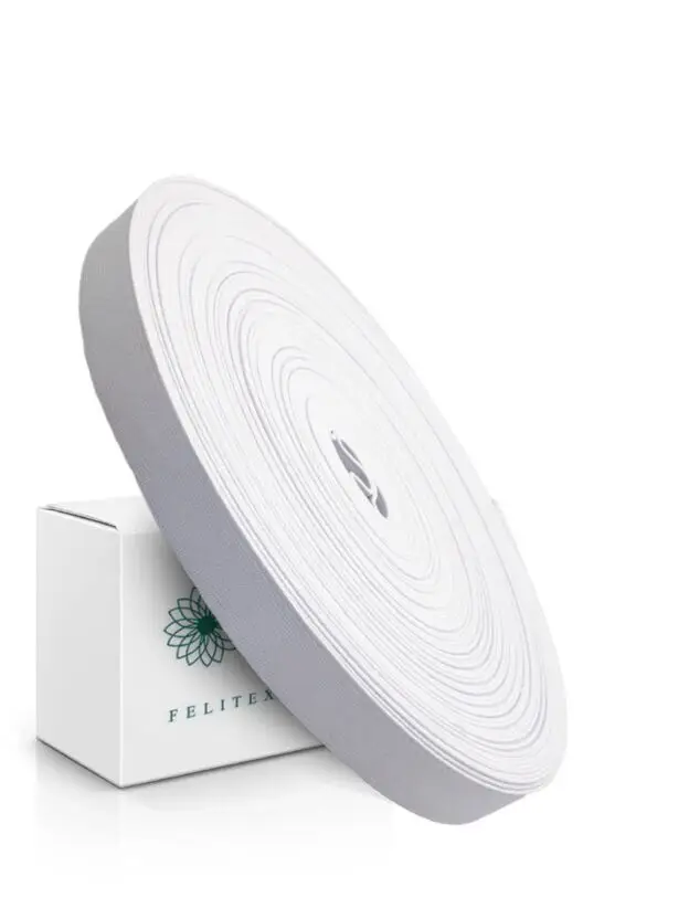 Лента эластичная тканая узкая швейная, белая 25 мм